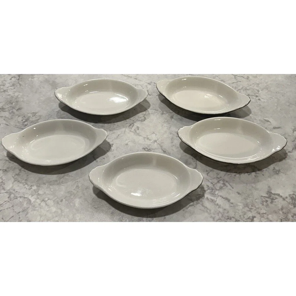 Vintage Hall 526 1/2 Made In USA Set Of 5 Au Gratin Dishes Green Bakeware